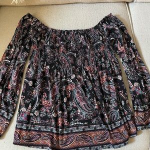 Long sleeve boho off the shoulder blouse